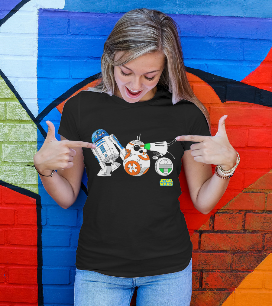 Star Wars The Rise Of Skywalker Droid Cartoon Lineup R2-D2 BB-8 D-O T-Shirt
