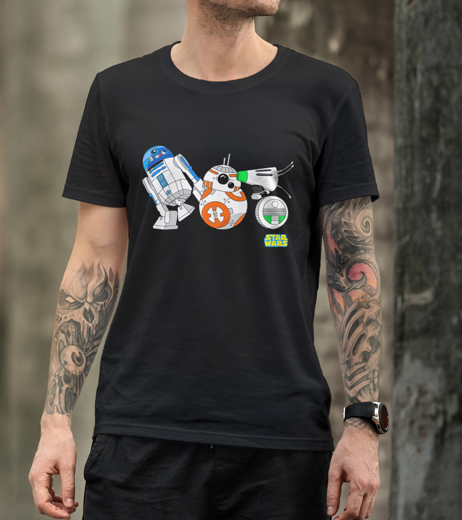 Star Wars The Rise Of Skywalker Droid Cartoon Lineup R2-D2 BB-8 D-O T-Shirt