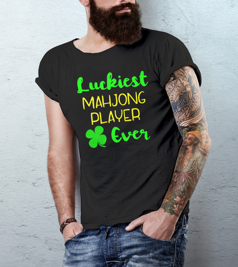Luckiest Mahjong Player Ever St Patrick's Day Irish Clover T-Shirt