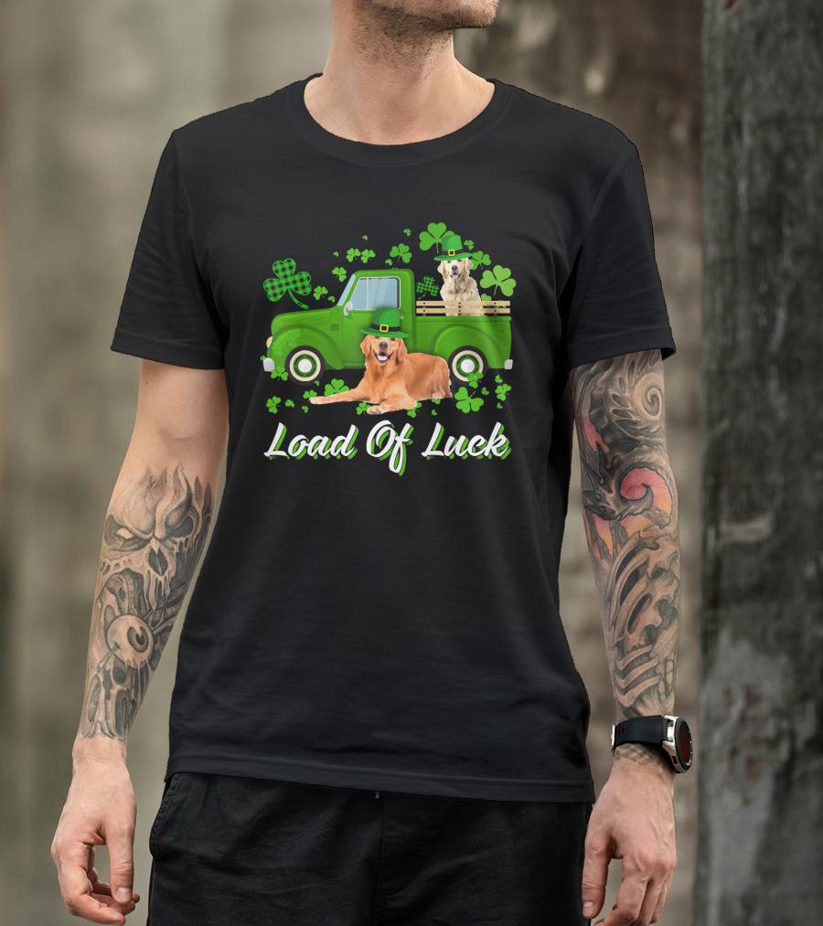 Load Of Luck Green Truck And Golden Retrievers T-Shirt
