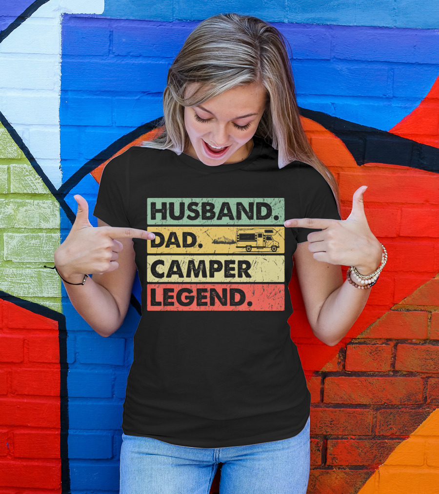 Husband Dad Camper Legend Vintage Retro Camping RV T-Shirt