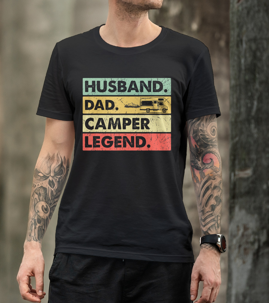 Husband Dad Camper Legend Vintage Retro Camping RV T-Shirt