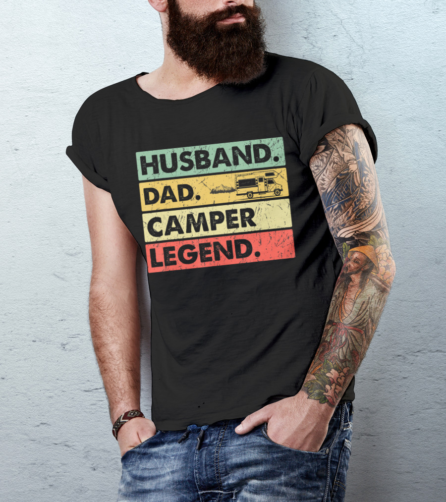 Husband Dad Camper Legend Vintage Retro Camping RV T-Shirt