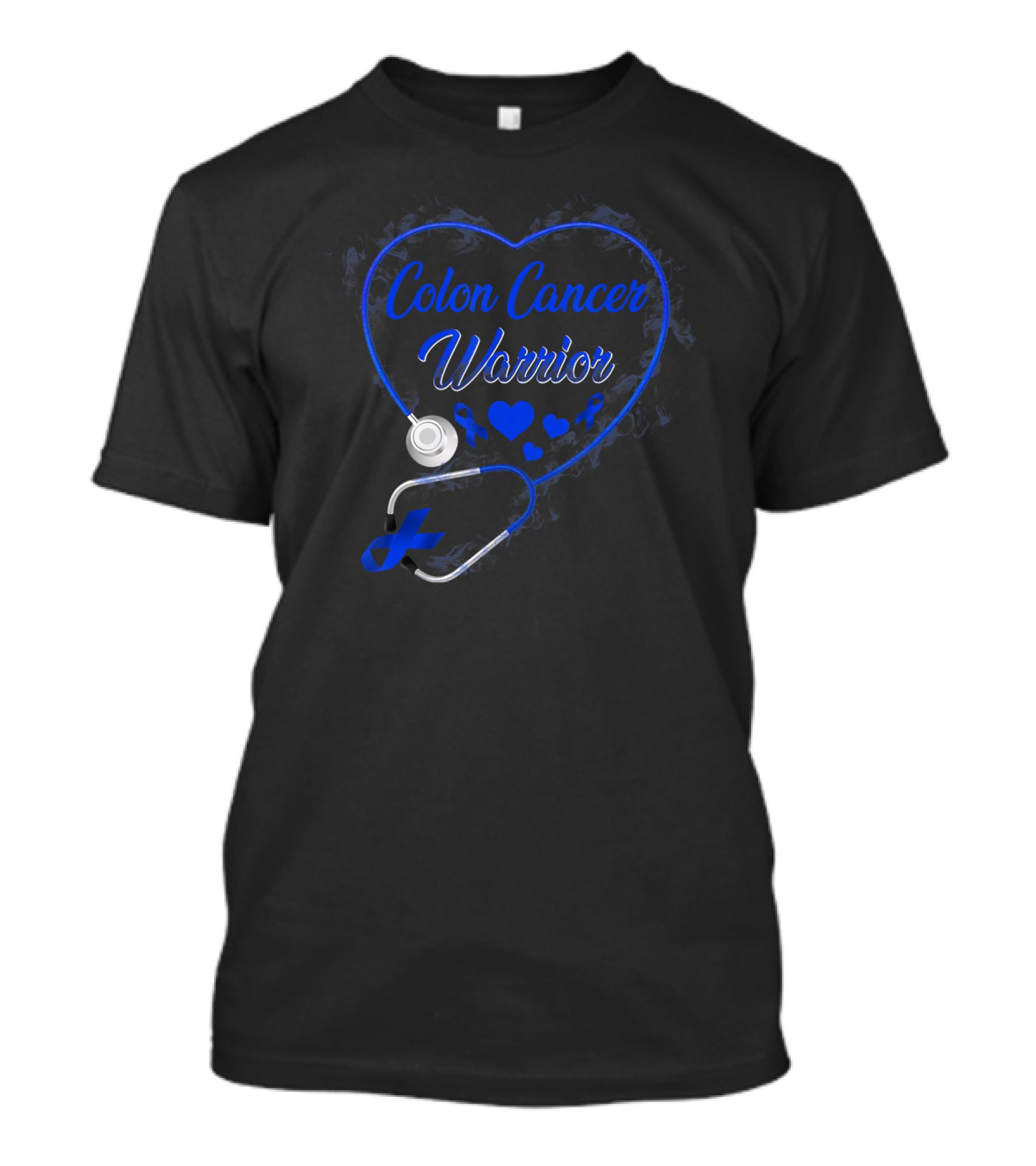 Colon Cancer Warrior Heart Stethoscope With Blue T-Shirt