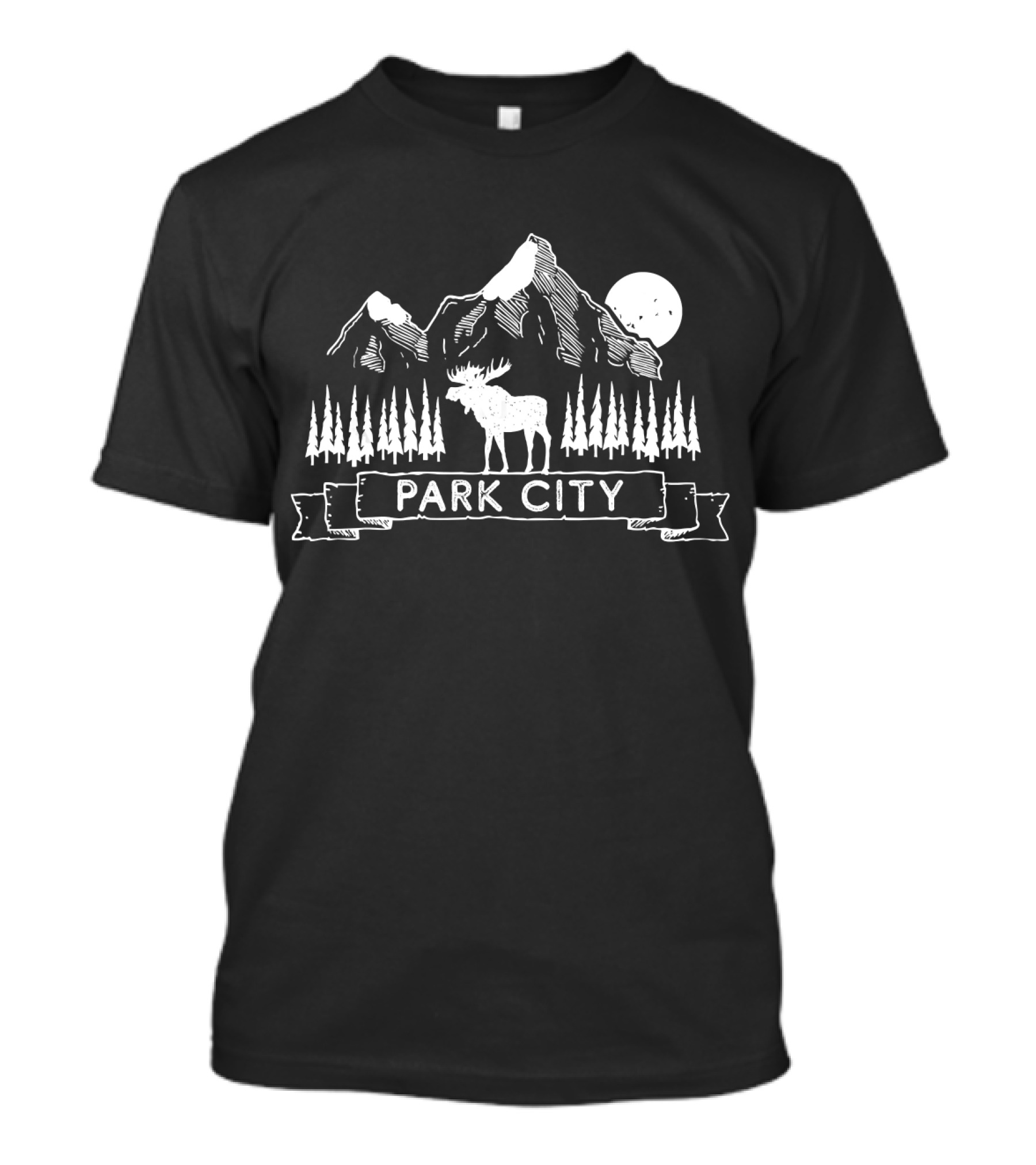 Park City Moose Mountain Trees Moon Utah T-Shirt