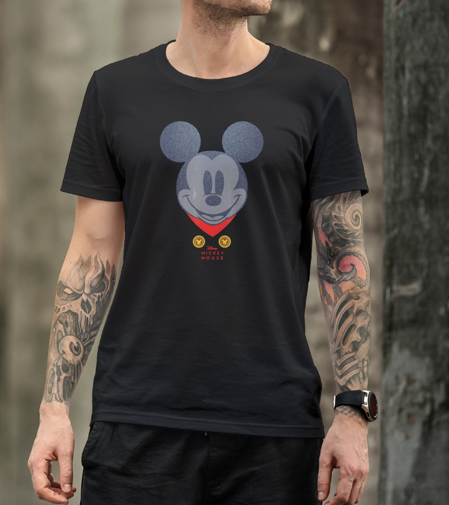 Disney Year Of The Mouse Engineer Mickey March Denim Graphic With Mickey Mouse Badge T-Shirt