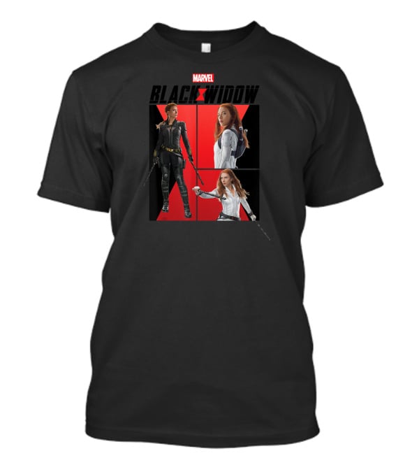 Marvel Black Widow Black And White Suit Comic Panels T-Shirt