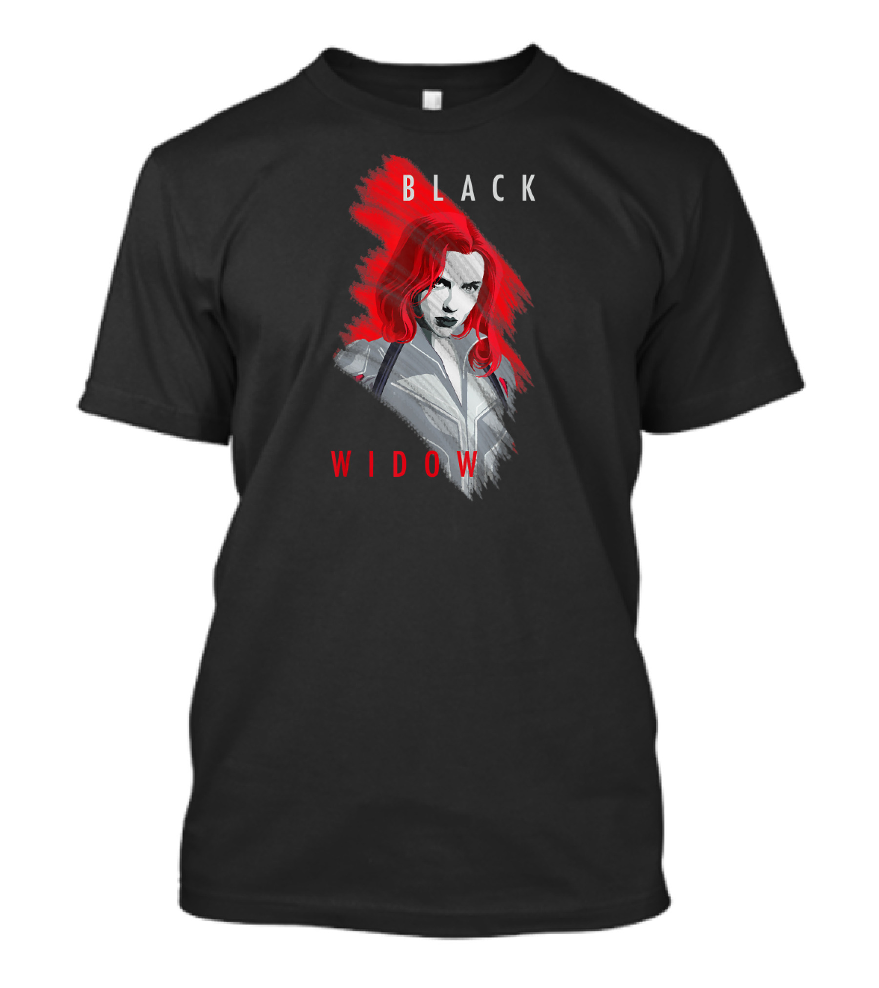 Black Widow Marvel Red Brush T-Shirt