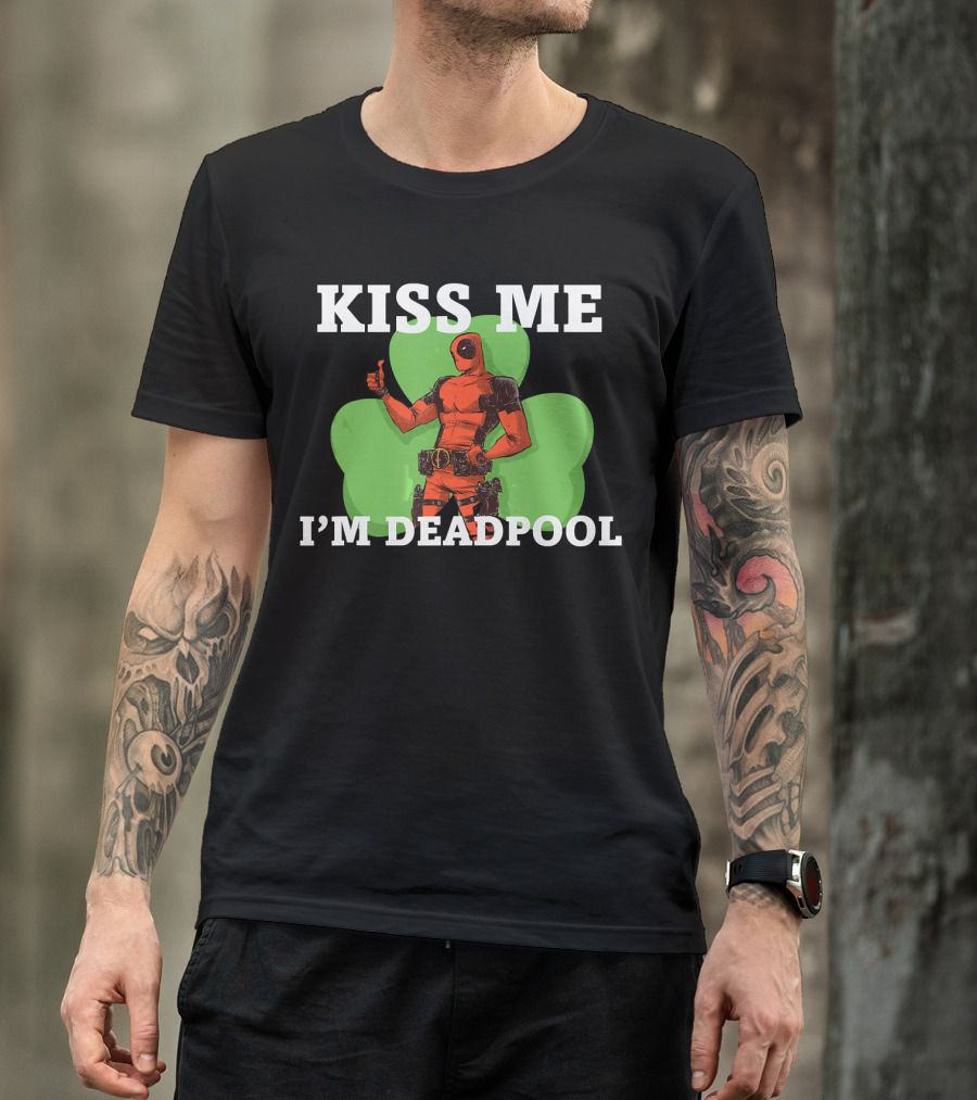 Marvel Kiss Me I'm Deadpool St. Patrick's Day Shamrock T-Shirt