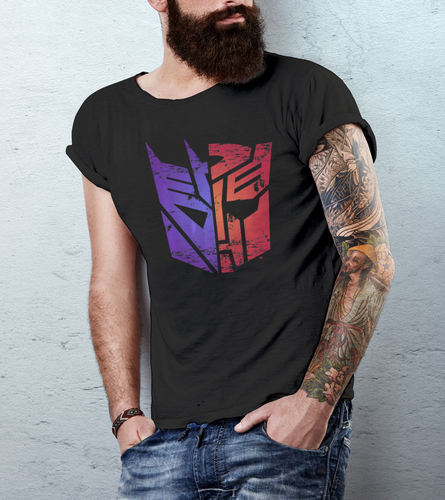 Transformers Decepticon Autobot Split Purple Red T-Shirt