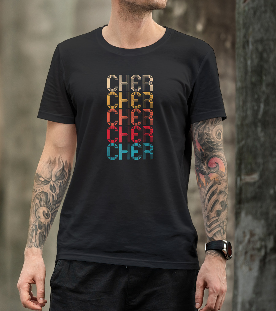 Cher Vintage Style Retro Vibe Multicolor Lines T-Shirt