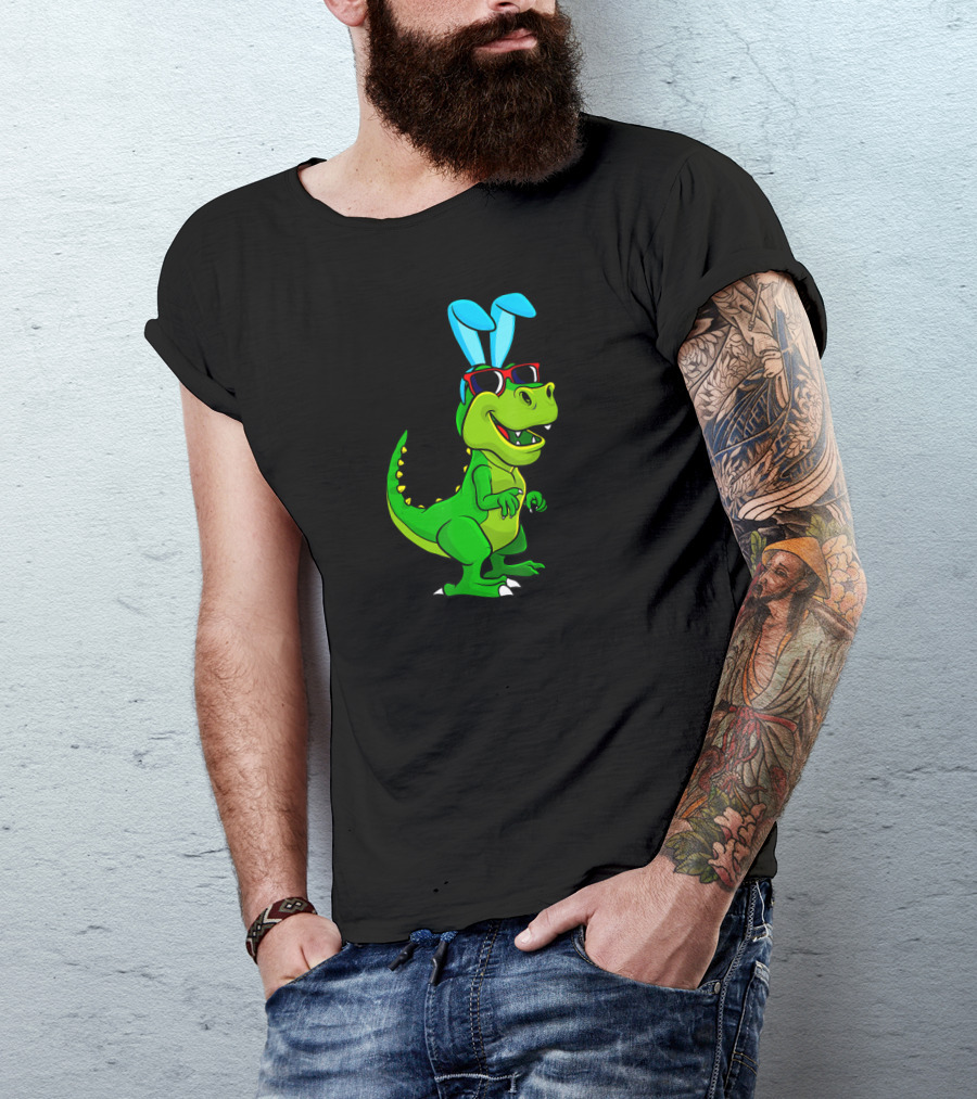 T Rex With Easter Bunny Ears And Sunglasses Dinosaur Lover T-Shirt