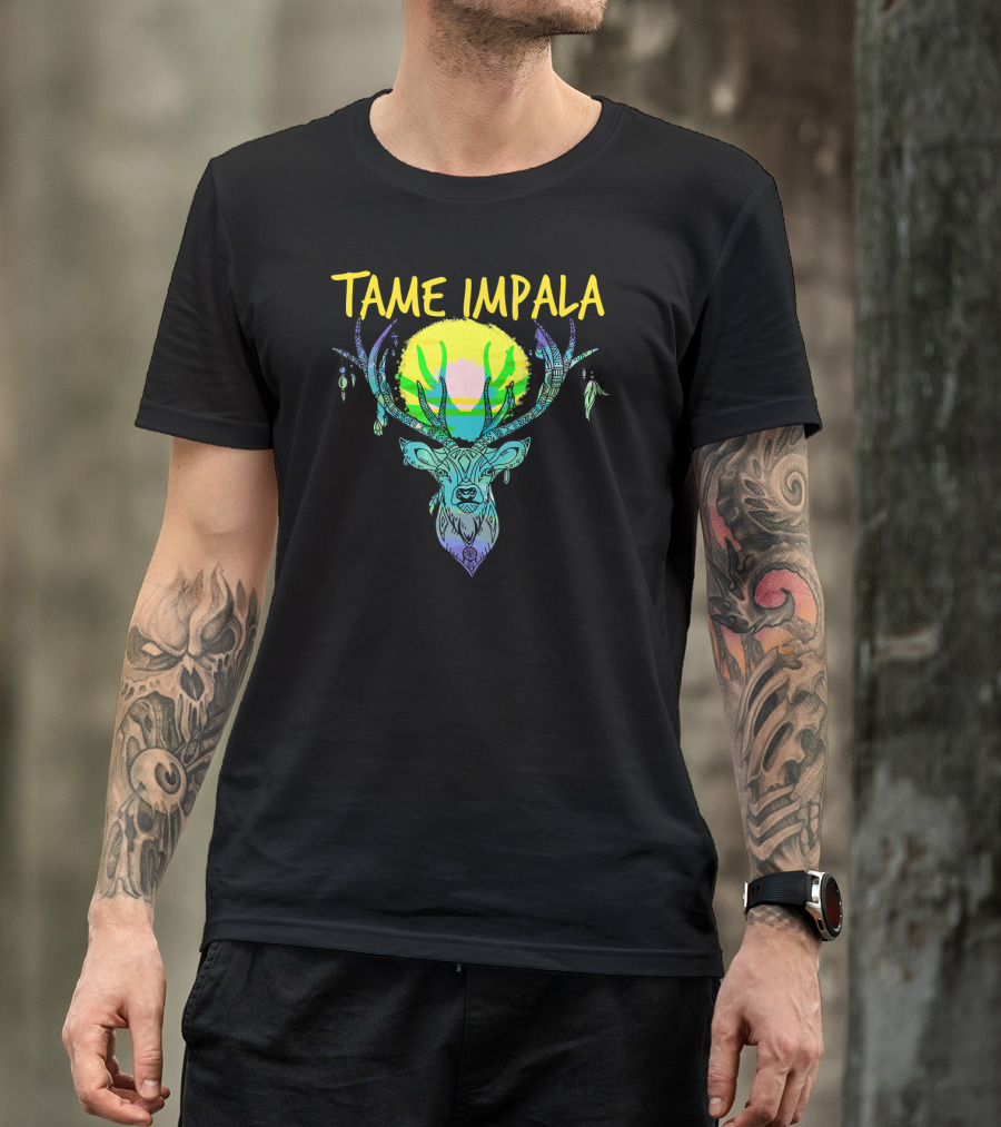 Tame Impala Deer Antlers Sunburst Psychedelic T-Shirt