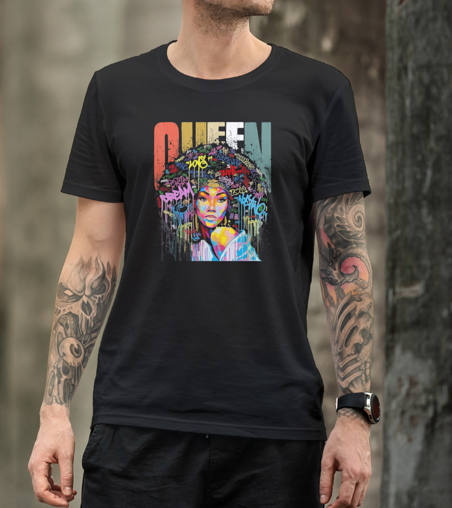 Queen African American Educated Strong Graffiti T-Shirt