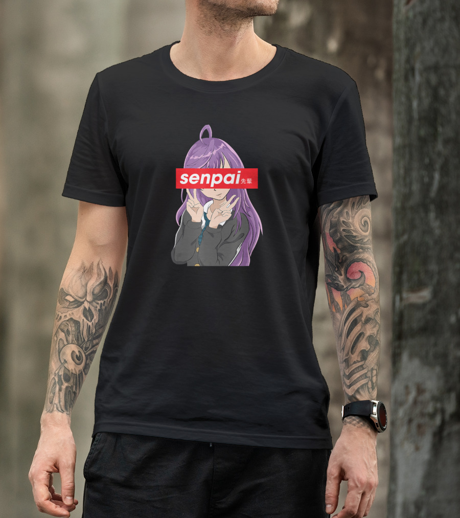 Senpai Japanese Anime Girl Notice Me Senpai Purple Hair T-Shirt