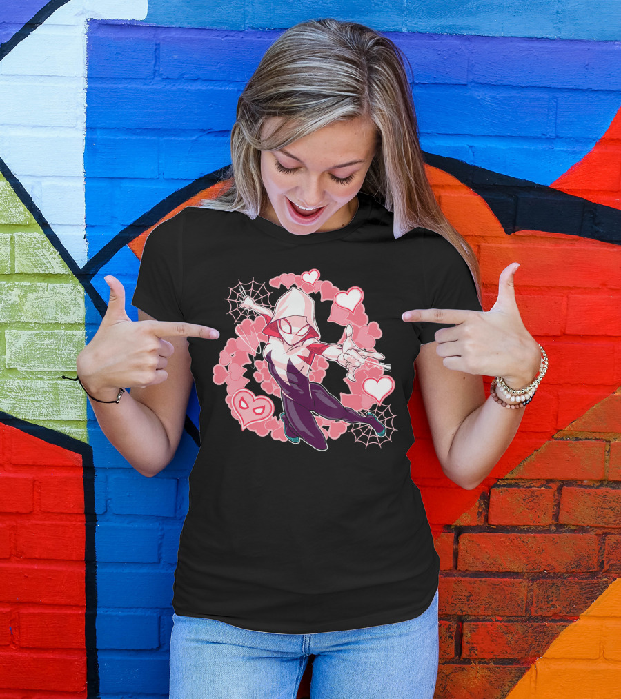 Spider Gwen Hearts Into The Spider-Verse Marvel T-Shirt
