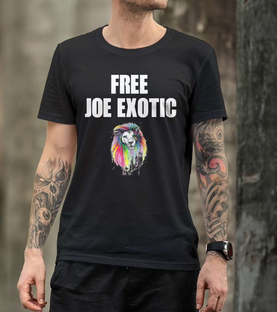 FREE JOE EXOTIC Colorful Lion Head T-Shirt