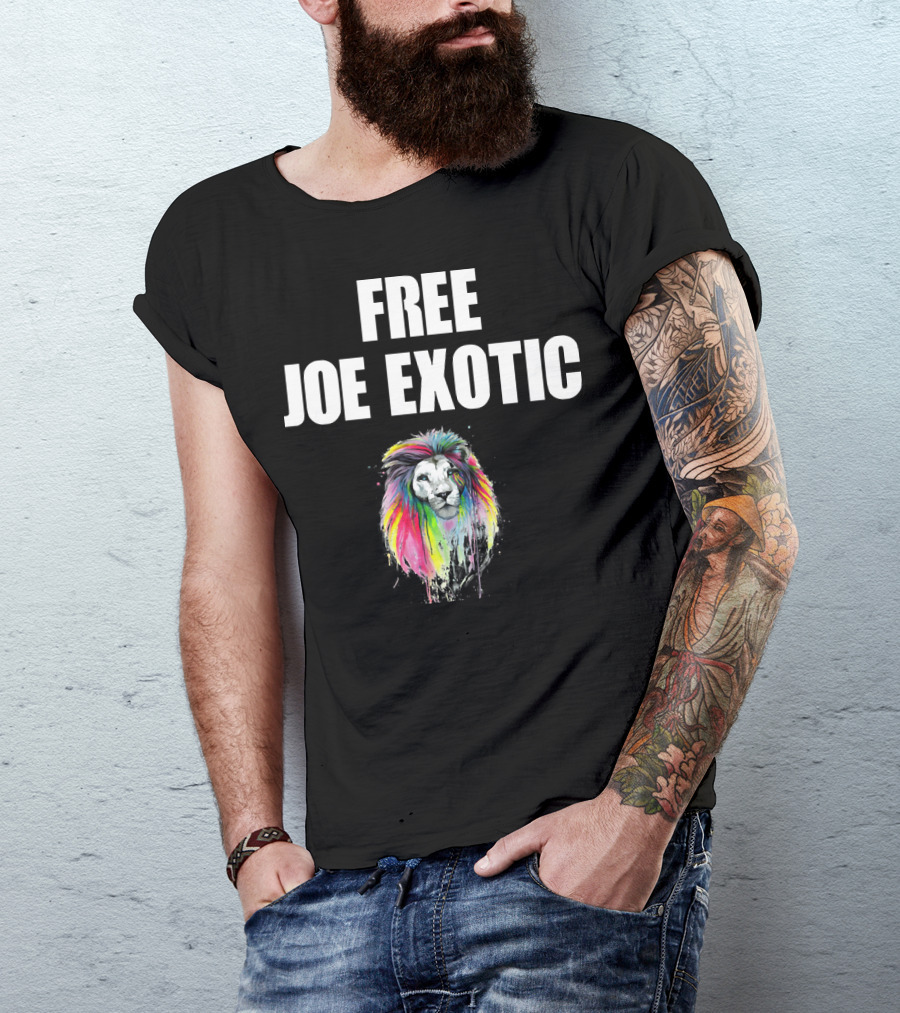 FREE JOE EXOTIC Colorful Lion Head T-Shirt