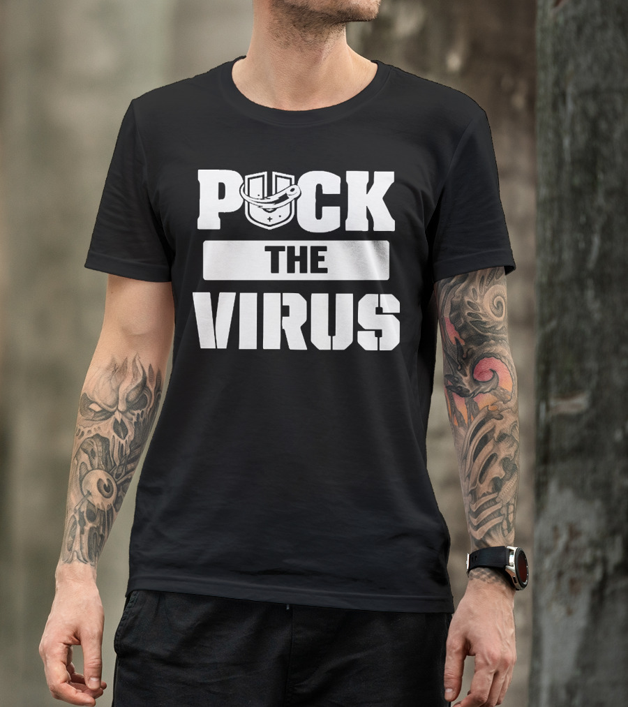 Puck The Virus Hockey Mask Sports Humorous Message T-Shirt