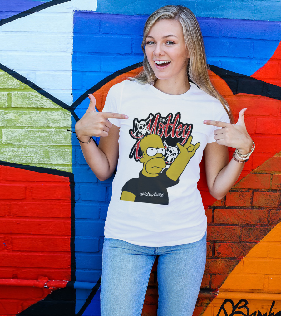 Homer Simpson Motley Crue Rock Salute T-Shirt