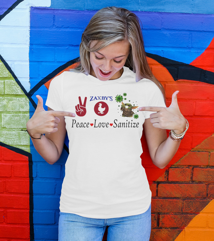Zaxby's Peace Love Sanitize Baby Yoda T-Shirt