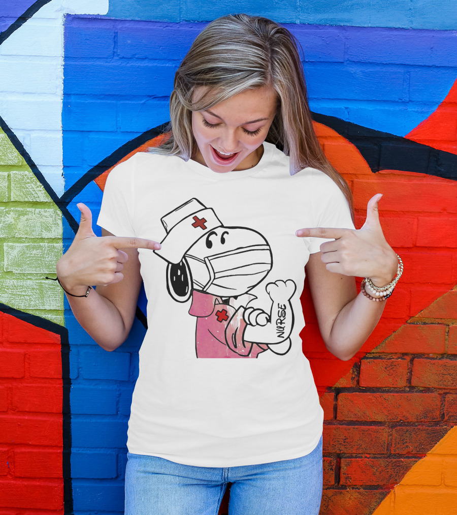 Snoopy Nurse With Arm Tattoo Showing Strength T-Shirt