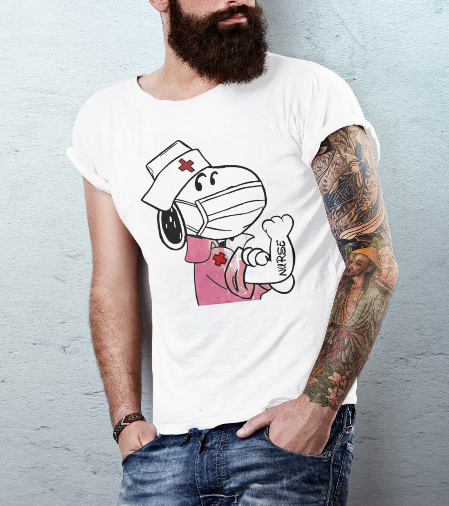 Snoopy Nurse With Arm Tattoo Showing Strength T-Shirt