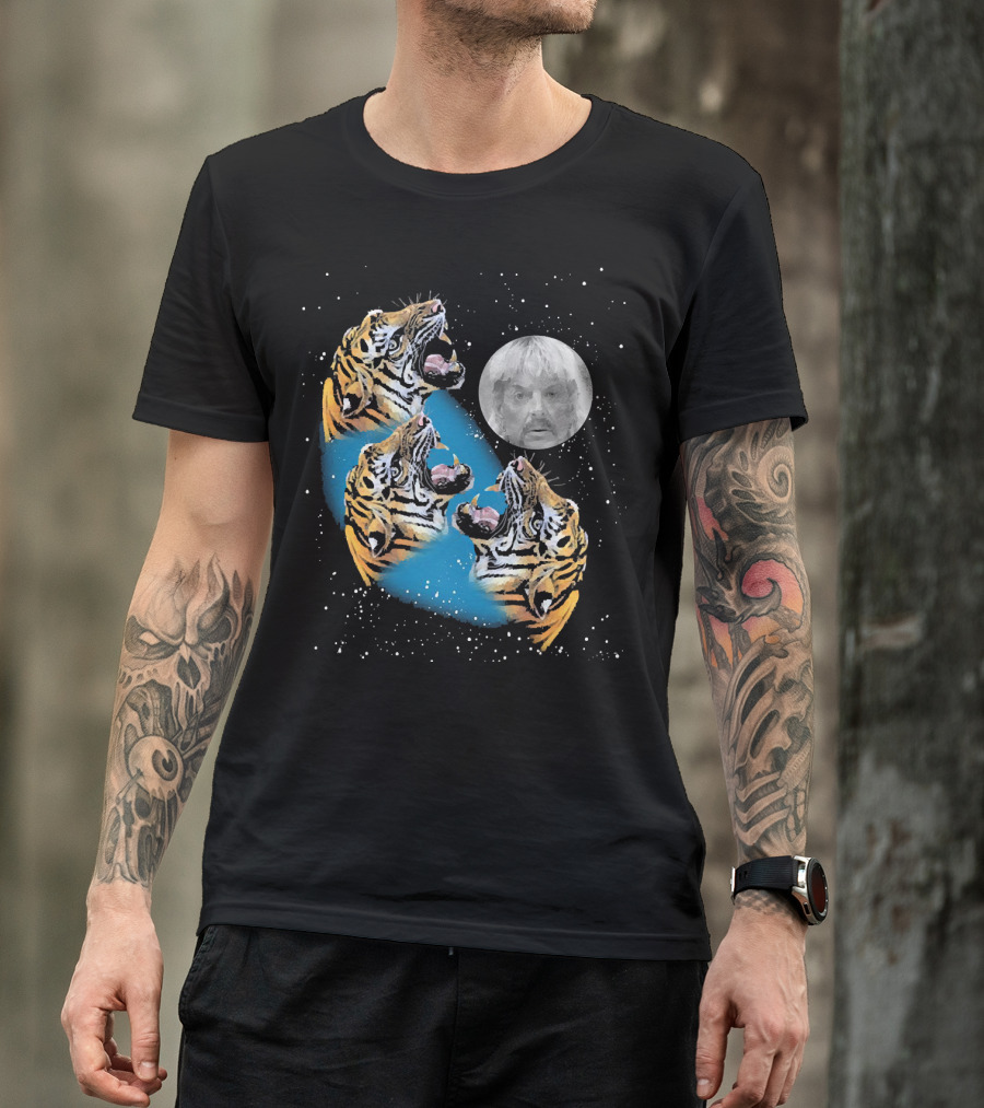 Joe Exotic Moon Three Tiger King Roaring Tiger Ladies T-Shirt