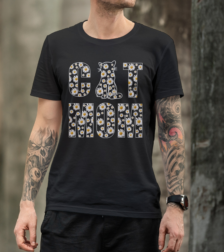Cat Mom Daisy Floral T-Shirt
