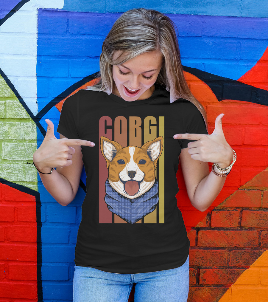 Corgi Dog Bandana Retro 158 T-Shirt