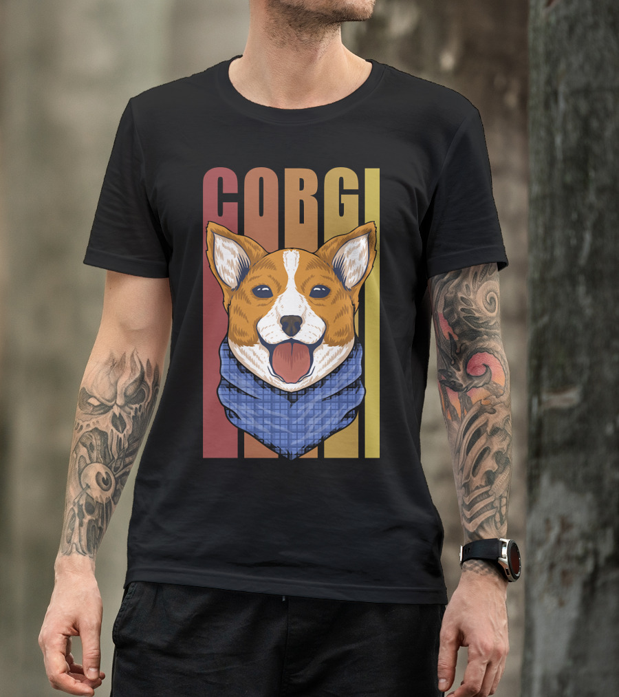 Corgi Dog Bandana Retro 158 T-Shirt