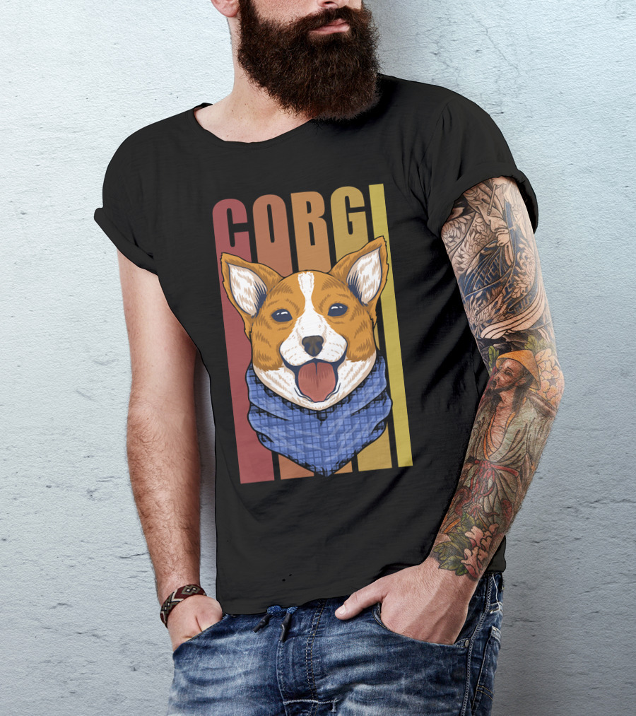 Corgi Dog Bandana Retro 158 T-Shirt