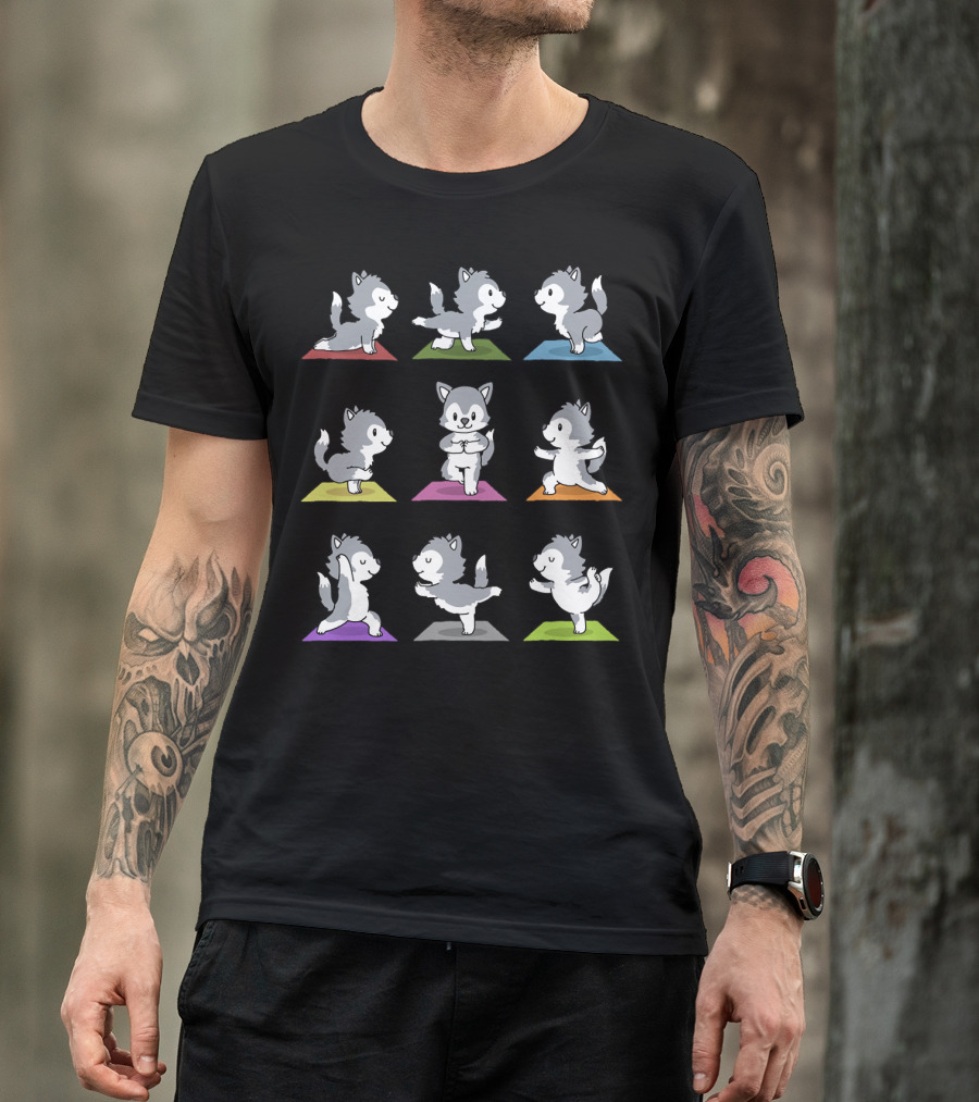 Husky Yoga Poses Funny Husky 234 Playful Meditation T-Shirt
