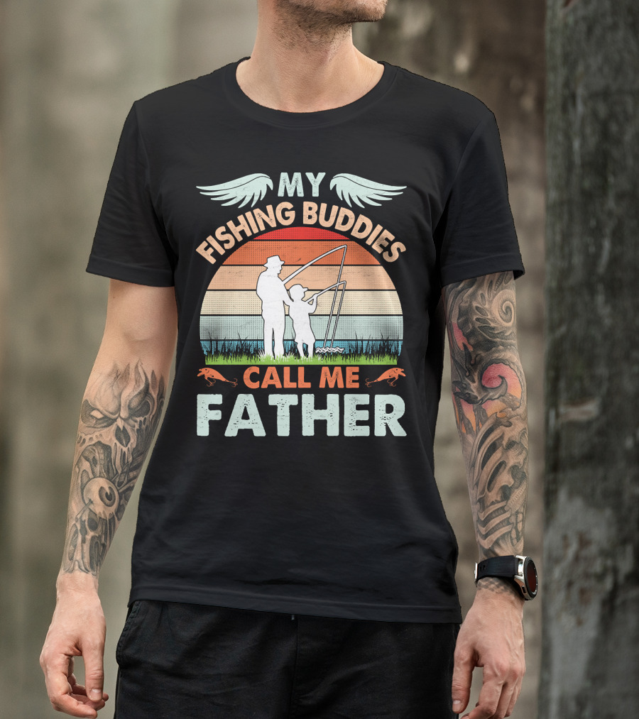 My Fishing Buddies Call Me Father Retro Sunset T-Shirt