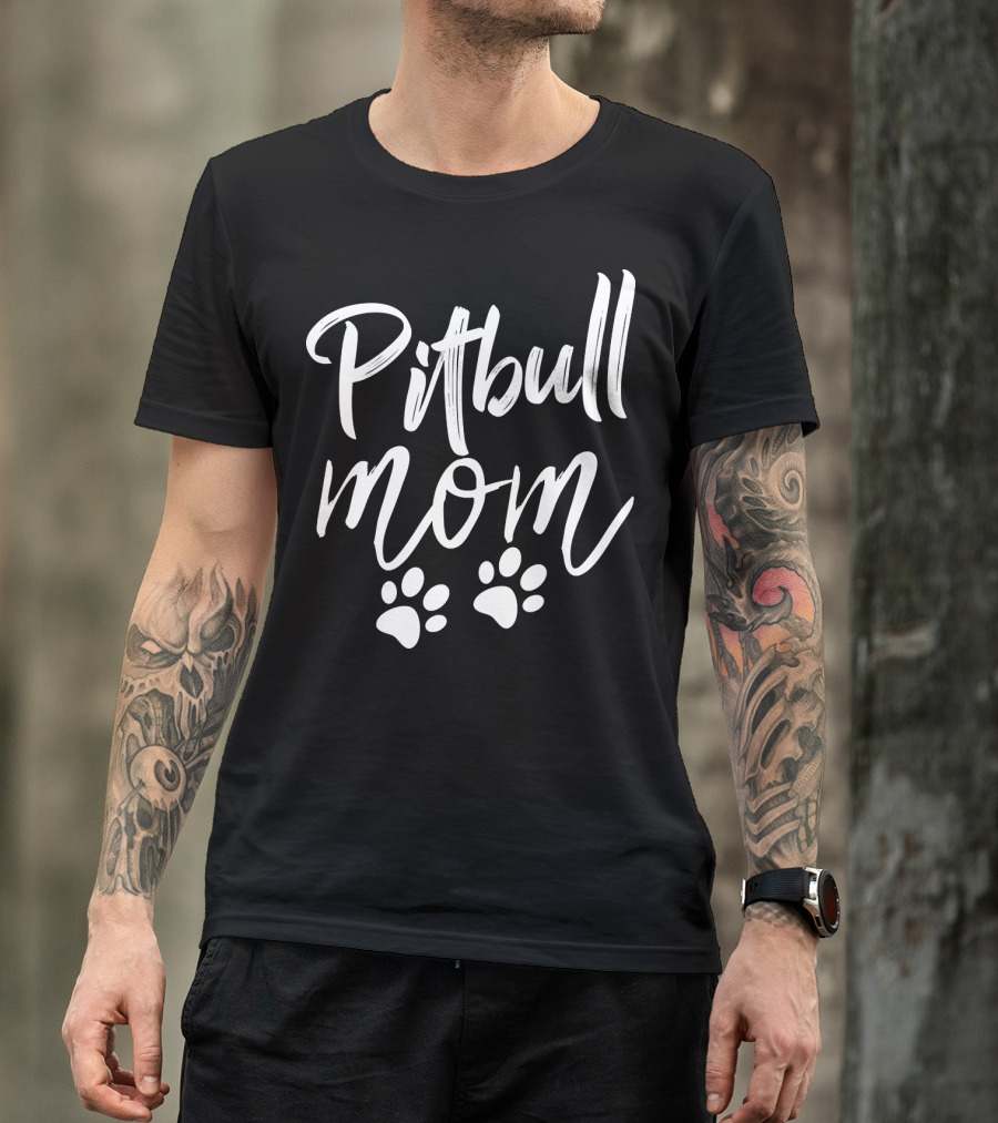 Pitbull Mom With Paw Prints 121 T-Shirt