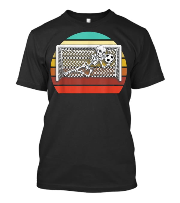 Retro Skeleton Soccer Goalkeeper Halloween Goalie Save 161 T-Shirt
