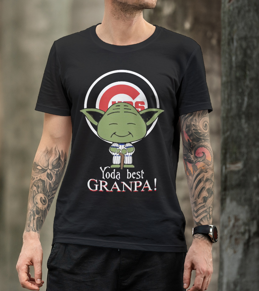 Chicago Cubs Yoda Best Granpa Iconic Logo Fan Favorite T-Shirt