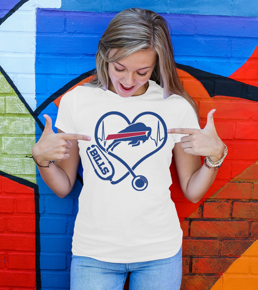 Buffalo Bills Stethoscope Heartbeat T-Shirt