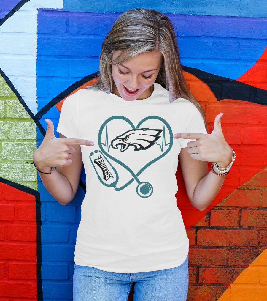 Stethoscopes Heartbeat Philadelphia Eagles T-Shirt