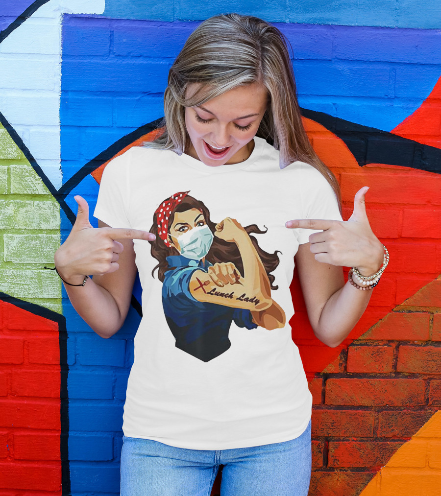 Strong Woman Masked Tattoo Lunch Lady Empowerment T-Shirt