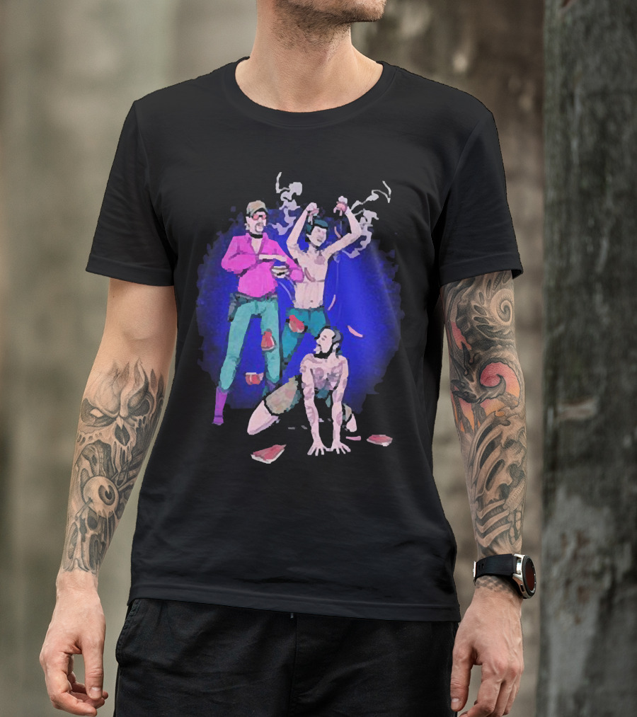 Expired Meat Honeymoon Fine Tattooed Figures In Dance With Floating Meat T-Shirt
