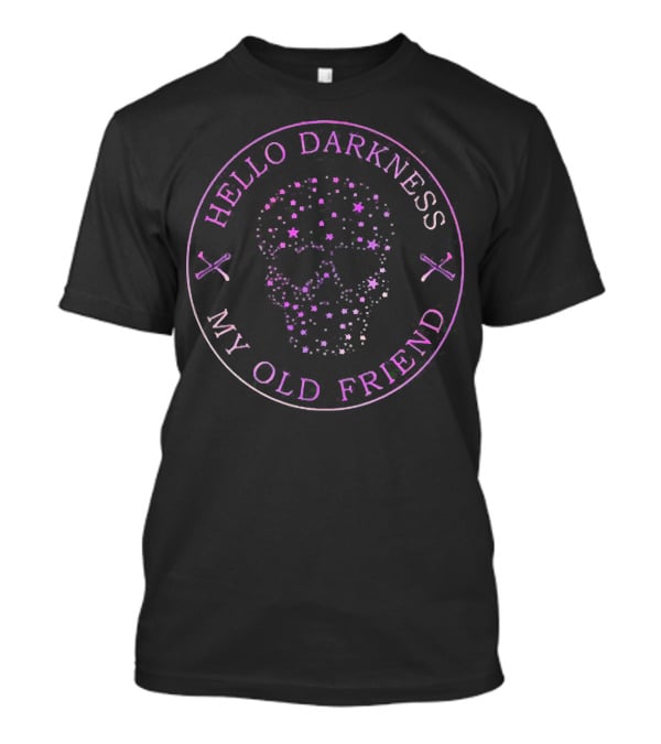 Hello Darkness My Old Friend Starry Skull Bling T-Shirt