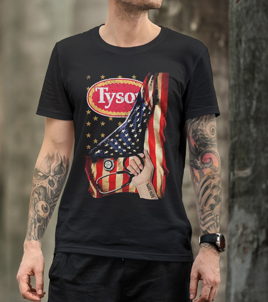 Tyson Foods American Flag Tattoo Sleeve T-Shirt