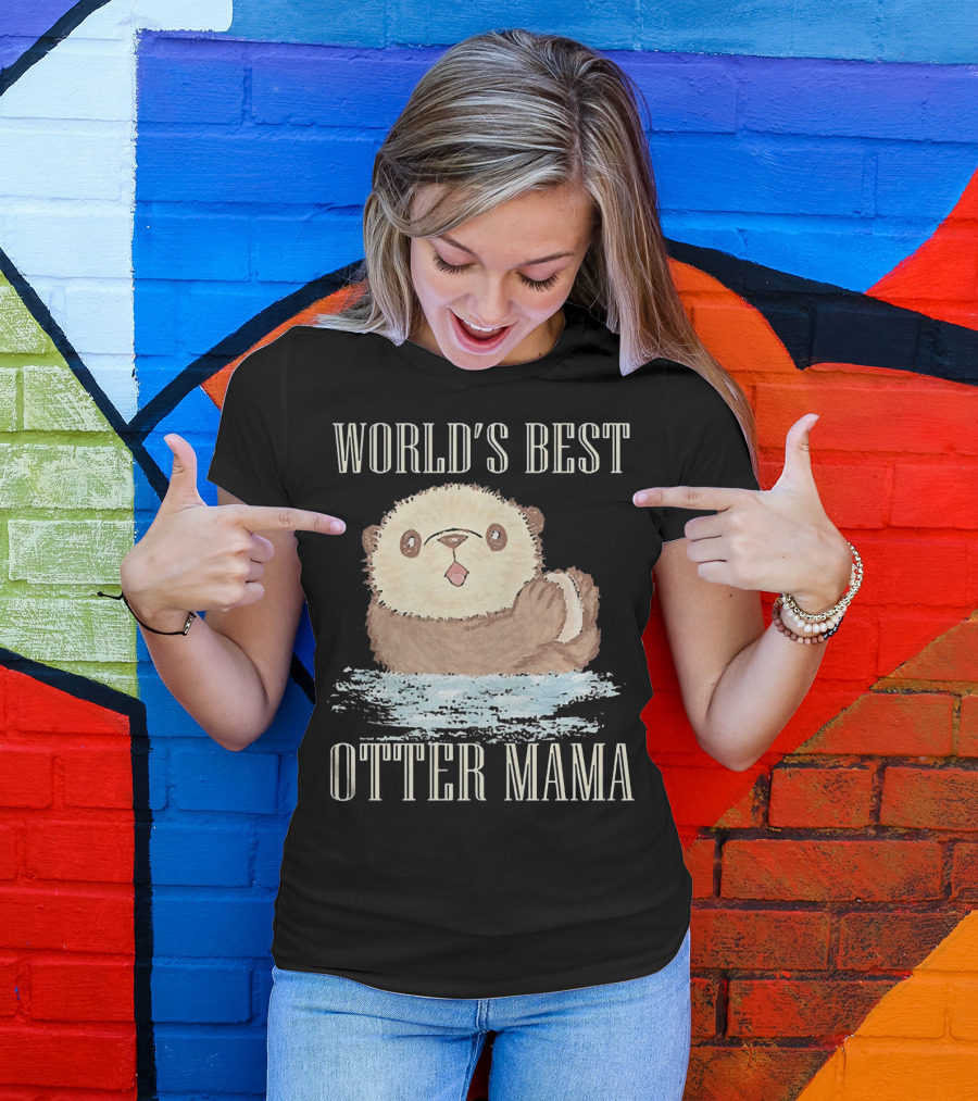 World's Best Otter Mama Cute Watercolor Otter T-Shirt