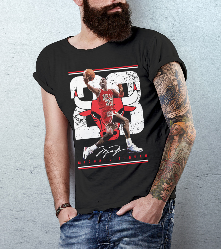 Michael Jordan Bulls 23 Iconic Dunk Signature T-Shirt