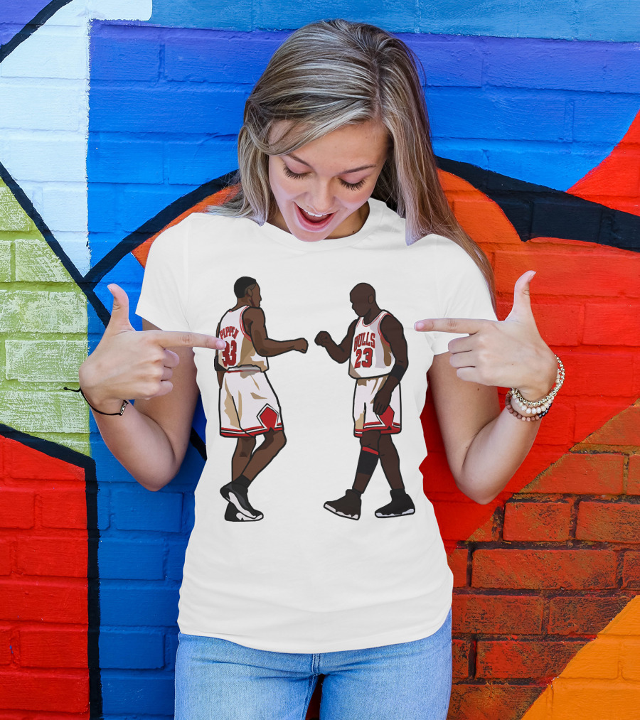 Michael Jordan Scottie Pippen 23 33 Chicago Bulls NBA Throwback T-Shirt