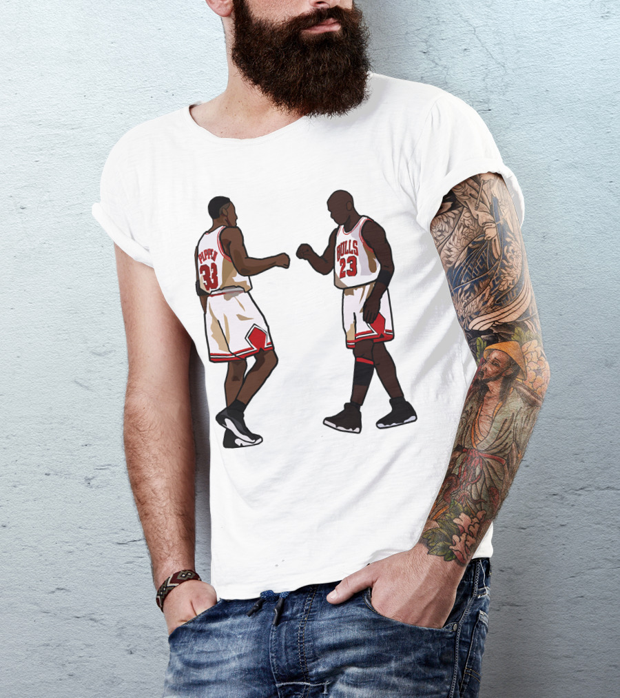 Michael Jordan Scottie Pippen 23 33 Chicago Bulls NBA Throwback T-Shirt
