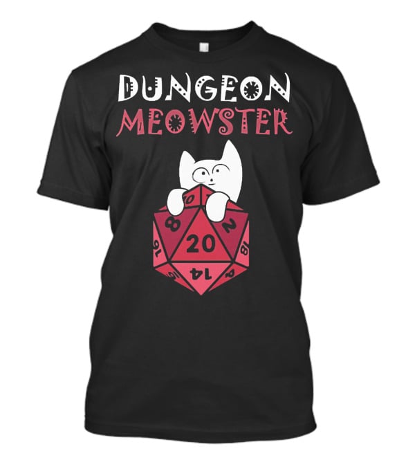 Dungeon Meowster Cat With D20 Dice For RPG Enthusiasts T-Shirt
