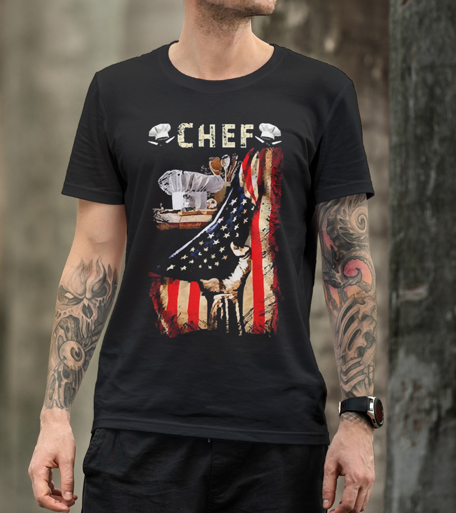 CHEF Proud American Flag Culinary Passion T-Shirt