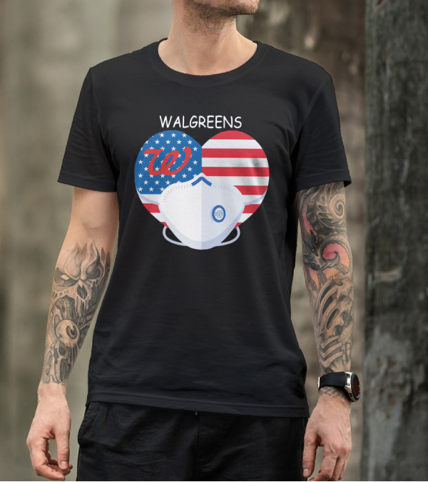 Walgreens Heart American Flag Face Mask T-Shirt